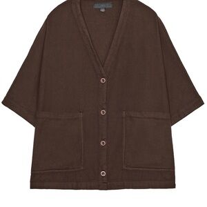 Zara Chocolate Brown V-Neck button up top